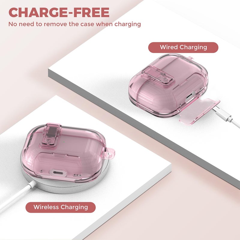 OTOPO Cute Clear Lock Case for Airpods Pro 3 Cover with Phone Stand for Girl Women with Pom pom Flower Charms& Cleaner Kit, Soft TPU Airpods iPod Pro 3rd Gen Protective Cover Skin for Airpod Pro 3 2025 - Image 5