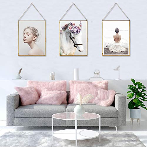 fujack Glass Frame for Dried Flowers, Glass Brass Photo Frame for Wall Hanging Decor Display DIY Pressed Flowers Plant Specimen Picture Frame Geometric Ornament 8x12 Inches - Image 3