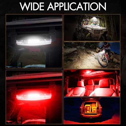 Rfroad Lighting UTV Interior Light, RFROAD LIGHTING Universal Roll Bar Mount LED Light UTV Dome Light Utility Roll Cage Light for UTV Polaris RZR ATV Can-Am Kawasaki Truck Car Off Road Cab - White/Red - Image 3