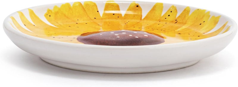 DEMDACO Decorative Serving Dining Dish Appetizer Plate 5 Inch Ceramic Stoneware Sunflower - Image 2