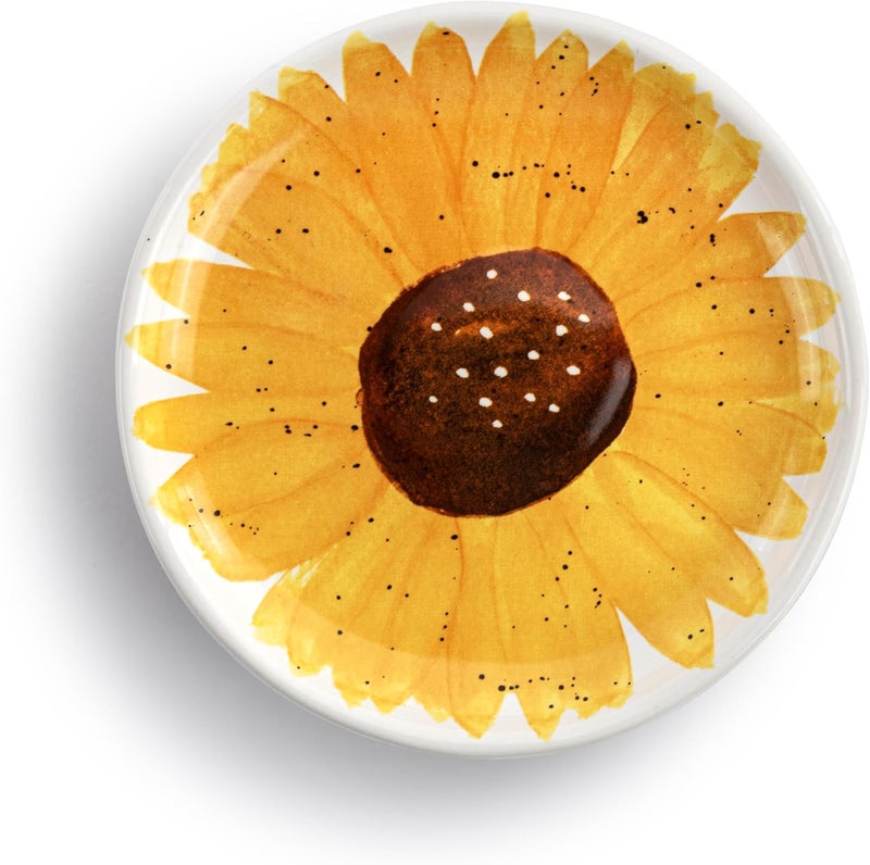 DEMDACO Decorative Serving Dining Dish Appetizer Plate 5 Inch Ceramic Stoneware Sunflower - Image 1