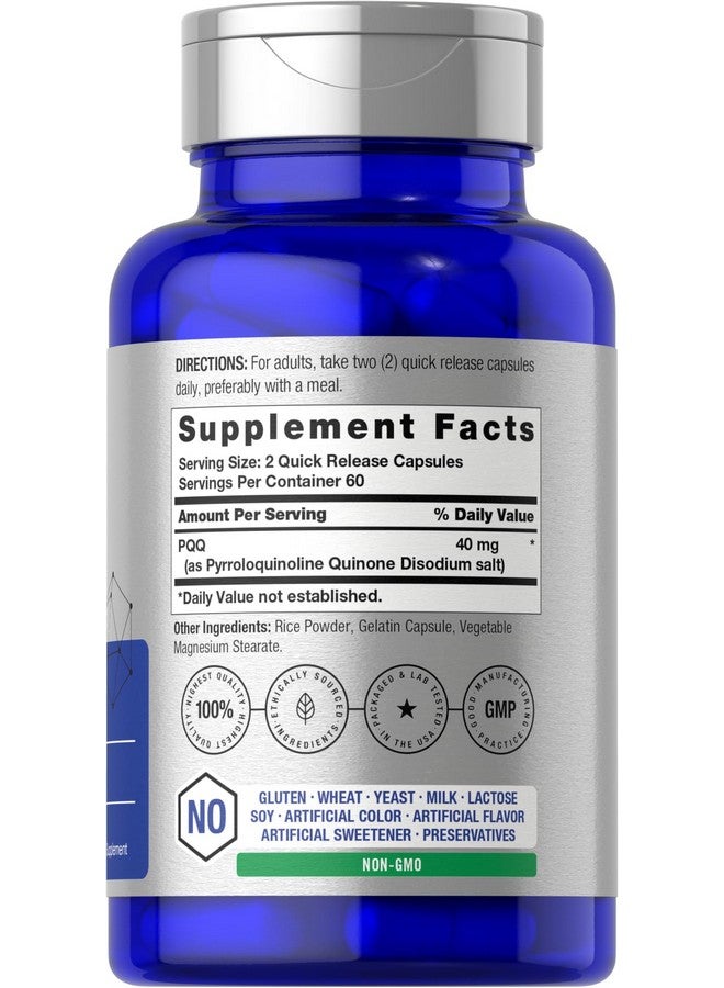 Horbäach PQQ Supplement 40 mg | 120 Capsules | Maximum Strength | Non-GMO and Gluten Free Supplement | Pyrroloquinoline Quinone Disodium Salt - Image 2