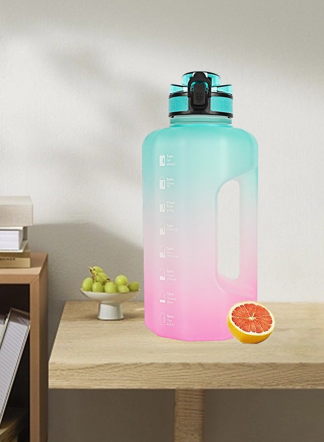 GIFUBOWA Half Gallon Water Bottle with Handle and Straw 74oz Big Sport Water Jug Large Motivational 2.2l Bpa Free Leakproof Bottles for Gym Yoga Camping Outdoor Travel  - Image 1