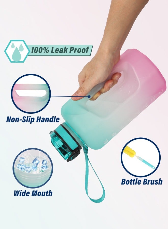 GIFUBOWA Half Gallon Water Bottle with Handle and Straw 74oz Big Sport Water Jug Large Motivational 2.2l Bpa Free Leakproof Bottles for Gym Yoga Camping Outdoor Travel  - Image 4