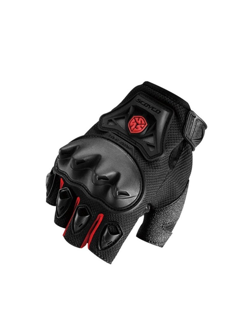 Scoyco - Scoyco MC29 Motorcycle HALF Gloves Motorbike Street With Protection Black Red - Size XL - Image 1