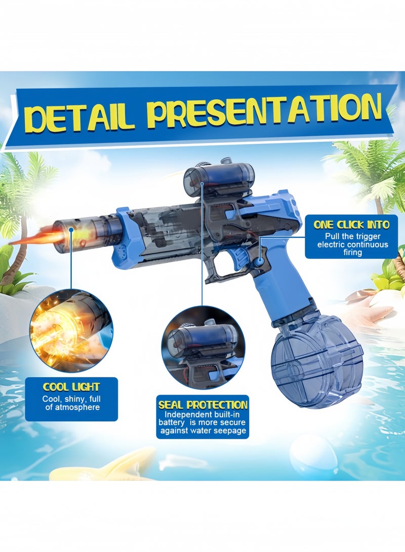 GGEROU Electric Water Gun, Automatic Water Gun Pistols 500ml Long Range Motorized Water Guns with Multifunctional Lighting Effects Rechargeable Water Blaster for Summer Pool Beach Party Toys Blue - Image 4