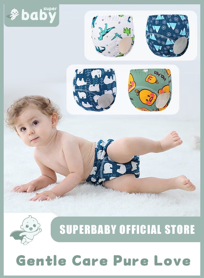 SuperBaby 4 Piece Potty Training Underwear, 6 Layers Breathable Cotton Absorbent Trainer Pants for Toddler Baby Boys Girls Waterproof - Image 1