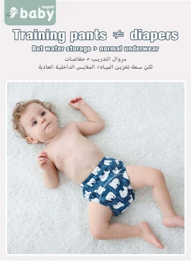 SuperBaby 4 Piece Potty Training Underwear, 6 Layers Breathable Cotton Absorbent Trainer Pants for Toddler Baby Boys Girls Waterproof - Image 3