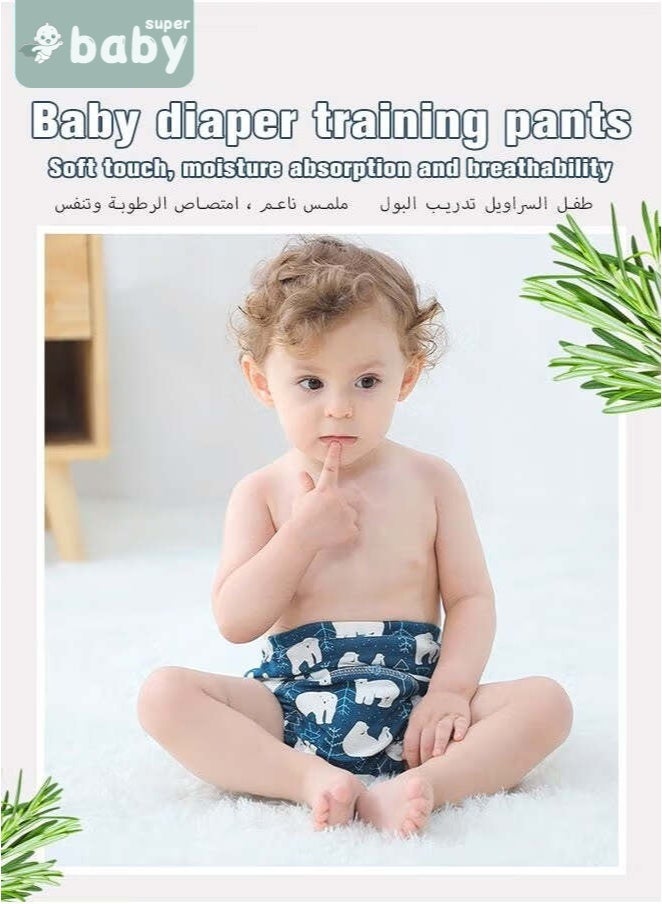 SuperBaby 4 Piece Potty Training Underwear, 6 Layers Breathable Cotton Absorbent Trainer Pants for Toddler Baby Boys Girls Waterproof - Image 2
