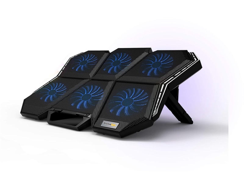 Cosmic Byte Meteoroid Laptop Cooling Pad with 6 Fan upto 17 inch laptops (Black/Blue) - Image 1