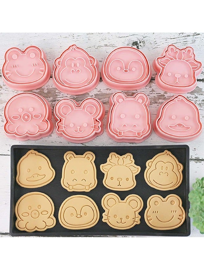 8 Mini Animal Cookie Cutters Set, 3D Raised Design Animal Embossing Stamps, 3D Embossing Cutters For Biscuit Fondant Cheese Baking, Children's Baking Set.  - Image 1