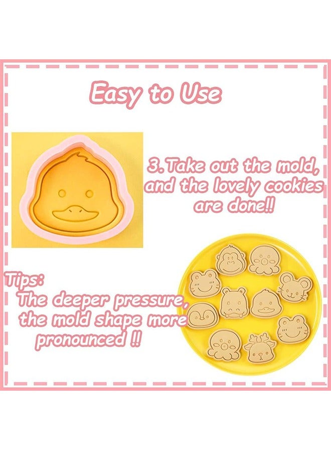 8 Mini Animal Cookie Cutters Set, 3D Raised Design Animal Embossing Stamps, 3D Embossing Cutters For Biscuit Fondant Cheese Baking, Children's Baking Set.  - Image 4