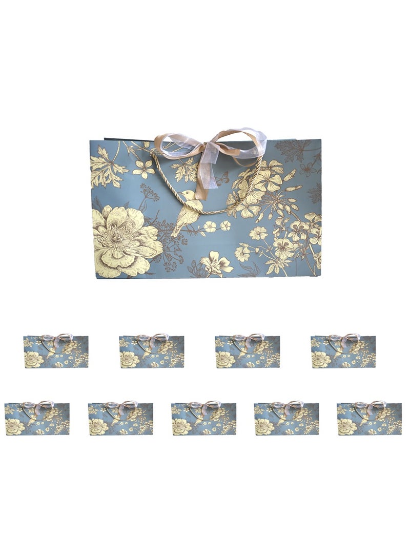 عبر صافي حقيبة هدايا رمضان 36 × 12 × 24 سم، طقم من 20 قطعة من أكياس الهدايا الملونة بنقوش الزهور، حقيبة هدايا ورقية محمولة لحقائب الهدايا كبيرة الحجم، حقائب عيد الميلاد، حقائب عيد الأم، حفلات الزفاف - Image 1