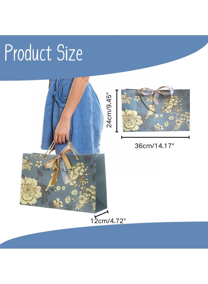 عبر صافي حقيبة هدايا رمضان 36 × 12 × 24 سم، طقم من 20 قطعة من أكياس الهدايا الملونة بنقوش الزهور، حقيبة هدايا ورقية محمولة لحقائب الهدايا كبيرة الحجم، حقائب عيد الميلاد، حقائب عيد الأم، حفلات الزفاف - Image 2