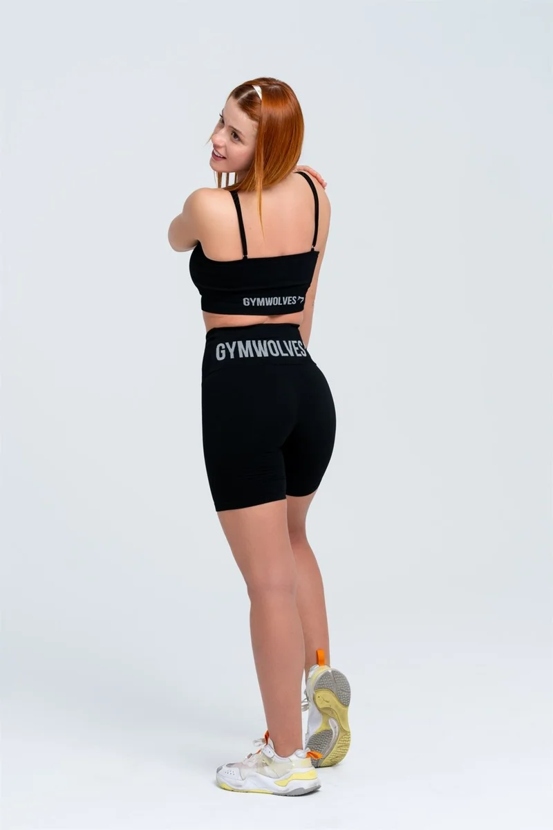 Gymwolves Women's Sports Shorts | Seamless Sports Shorts | Roving | Wrapped Model |