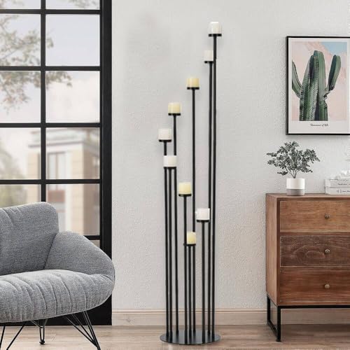 Fullvaseer Black 9 Arm Floor Candle Holder Candelabra for Home Decor, Weddings, Dinner Parties Formal Events - Image 5