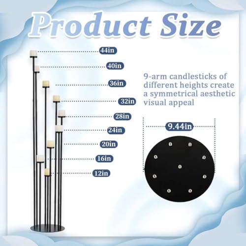 Fullvaseer Black 9 Arm Floor Candle Holder Candelabra for Home Decor, Weddings, Dinner Parties Formal Events - Image 2