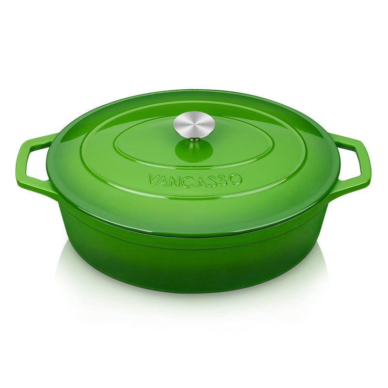 vancasso vancasso Enameled Cast Iron Dutch Oven 93 Quart Dutch Oven Pot with Lid Oval Dutch Oven Cast Iron Pot with Non Stick Enamel Coating for Bread Baking 