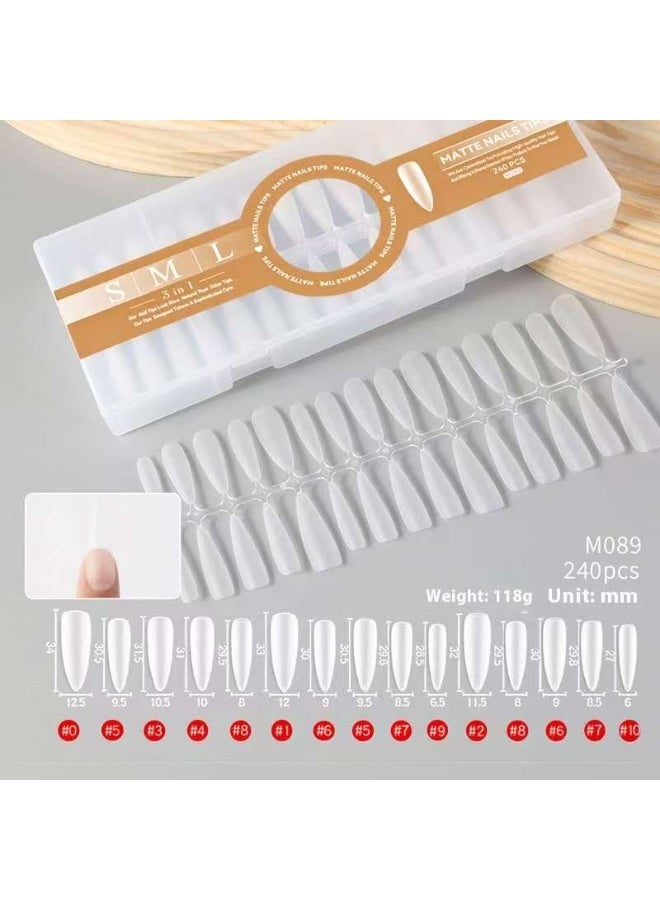 New wearable nail tips 240 pieces in a box, full-stick frosted wearable nail tips short oval, traceless and free of carving - Image 1