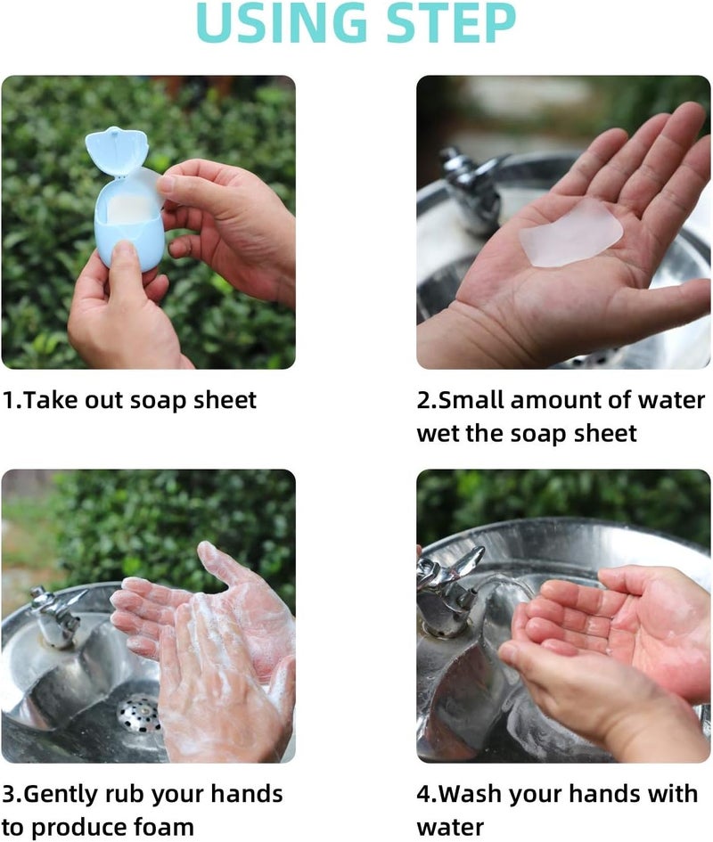 BAIKAFU 6 Boxes (300 Sheets) Mini Portable Disposable Travel Paper Soap Sheets Foaming Hand Washing Bath Scented hand soap for Indoor, Outdoor, Travel, Camping Hiking - Image 5