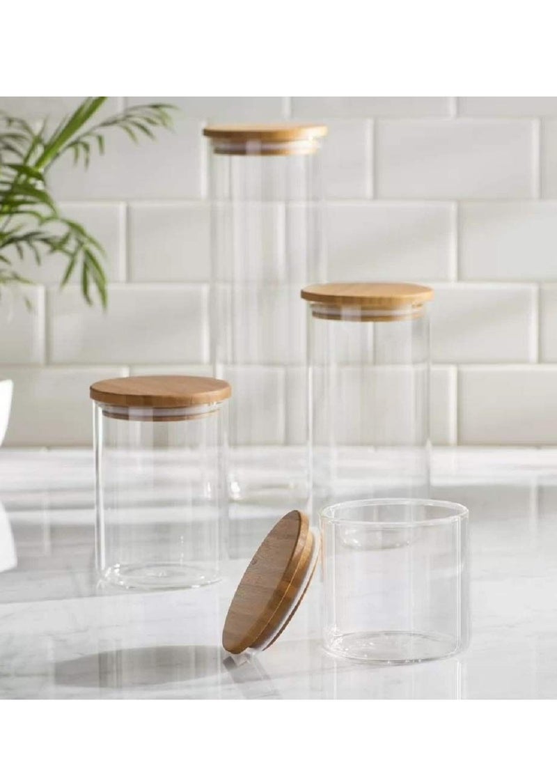 Arabest Glass Food Storage Jar Set, 5 Pieces Airtight Kitchen Canister with Bamboo Lids, Labels and Sealing Ring, Food Cereal Storage Containers for Candy, Cookie, Flour, Pasta, Coffee Beans, Spice  - Image 4