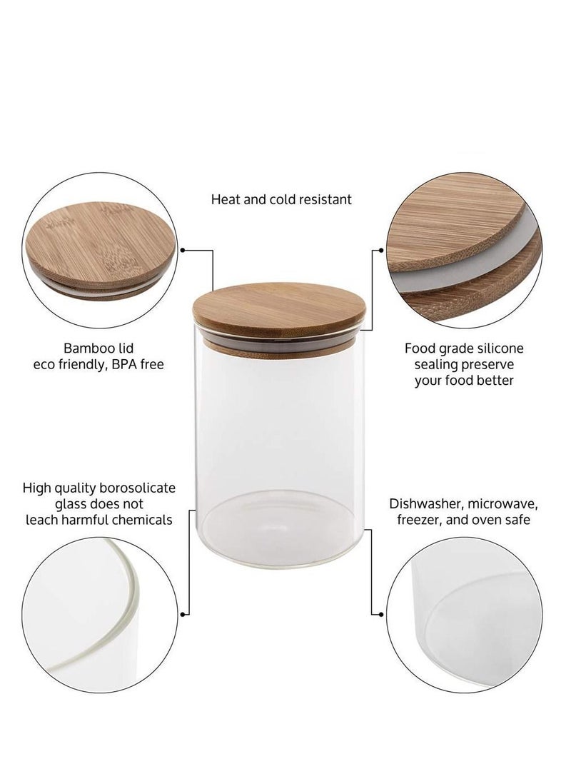 Arabest Glass Food Storage Jar Set, 5 Pieces Airtight Kitchen Canister with Bamboo Lids, Labels and Sealing Ring, Food Cereal Storage Containers for Candy, Cookie, Flour, Pasta, Coffee Beans, Spice  - Image 5