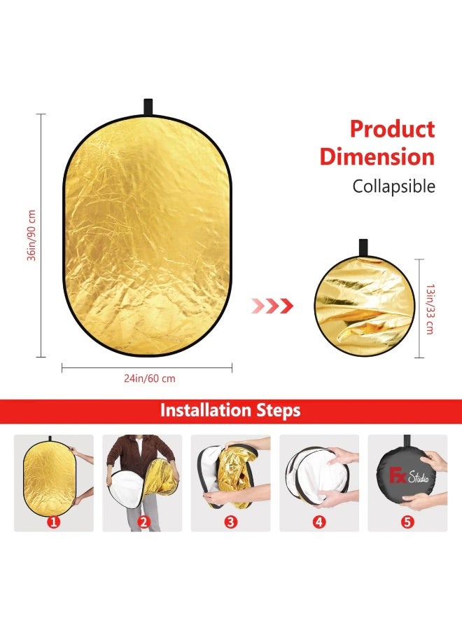 اف اكس ستوديو 5-in-1 Oval Portable Photography Reflector - 60*90cm - Image 4