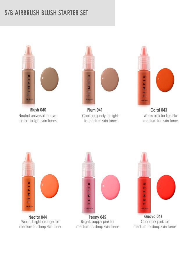 TEMPTU S/B Silicone-Based Airbrush Blush Starter Set: Long-Wear Makeup, Dewy Buildable Formula Brightens Complexion With Natural Flush Of Color | All Skin Types | Includes 6 Shades - Image 3