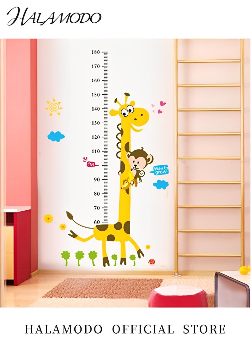 HALAMODO Kids Growth Height Chart with Giraffe & Monkeys Deraction Removable Nursery Wall Decals for Baby Bedroom Toddler Playroom,31.5×51inch - Image 2