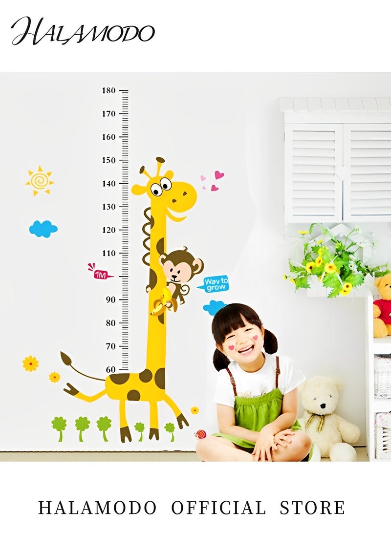 HALAMODO Kids Growth Height Chart with Giraffe & Monkeys Deraction Removable Nursery Wall Decals for Baby Bedroom Toddler Playroom,31.5×51inch - Image 4