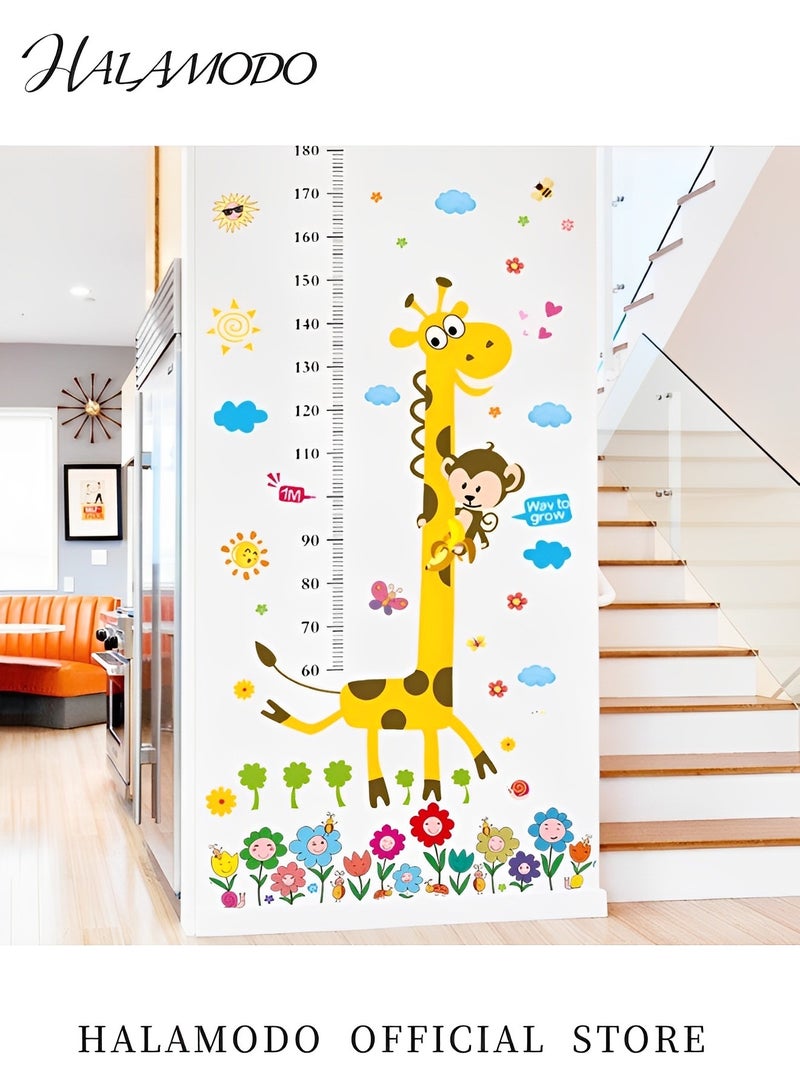 HALAMODO Kids Growth Height Chart with Giraffe & Monkeys Deraction Removable Nursery Wall Decals for Baby Bedroom Toddler Playroom,31.5×51inch - Image 5