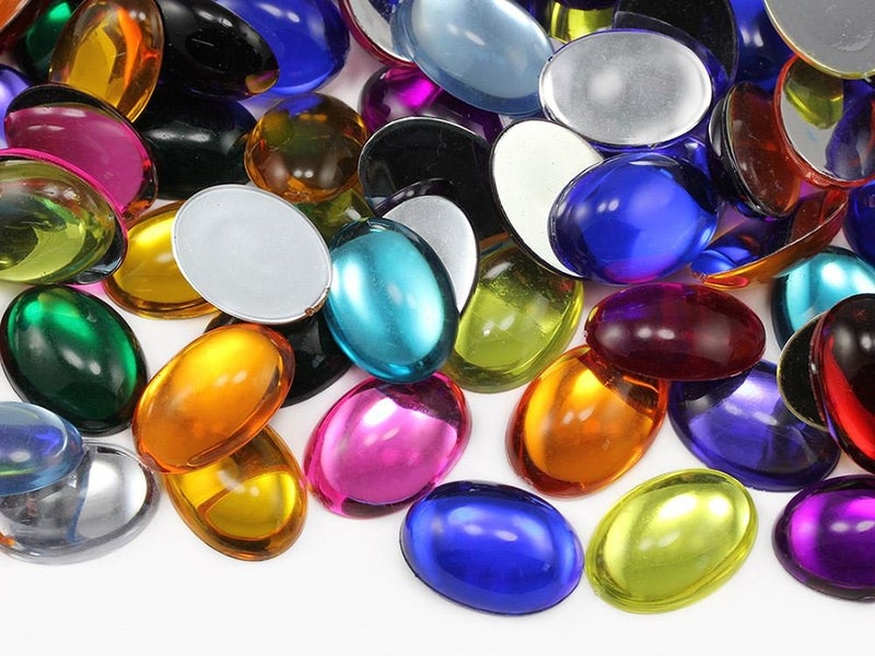 Allstarco 18x13mm Green Emerald .MD Flat Back Acrylic Oval Cabochon Pro Grade - 25 Pieces - Image 2