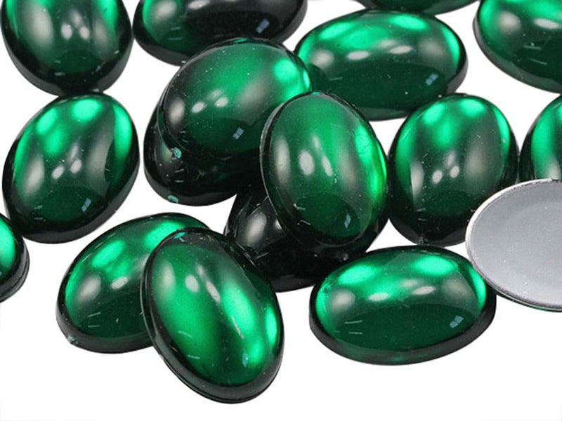 Allstarco 18x13mm Green Emerald .MD Flat Back Acrylic Oval Cabochon Pro Grade - 25 Pieces - Image 5