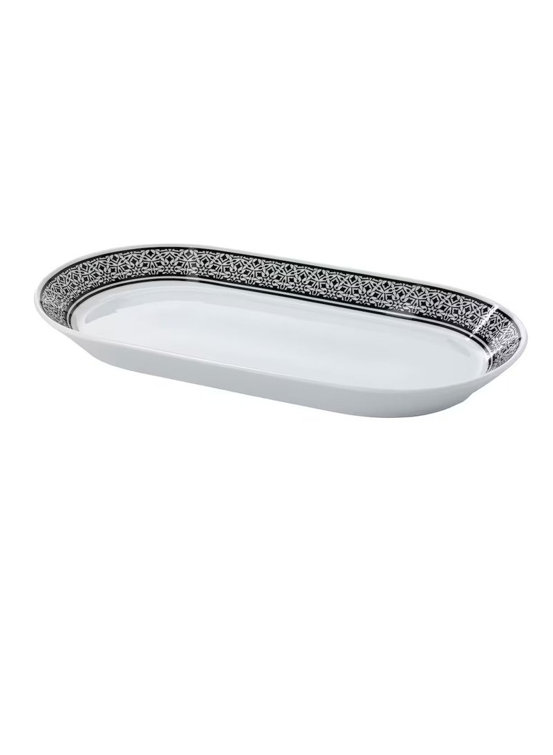 طبق تقديم أبيض / أسود 38x21 سم - Image 1