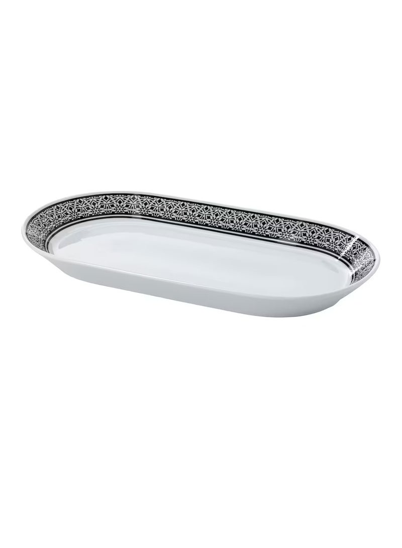 طبق تقديم أبيض / أسود 38x21 سم - Image 2