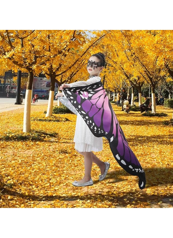 AUTOYSUR Butterfly Wings Costume for Girls Kid Fairy Wing Costumes Dress Up Shawl  - Image 4