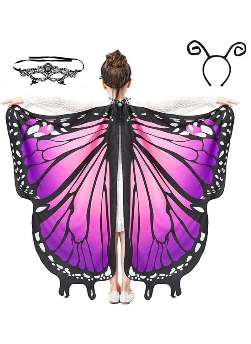 AUTOYSUR Butterfly Wings Costume for Girls Kid Fairy Wing Costumes Dress Up Shawl  - Image 1