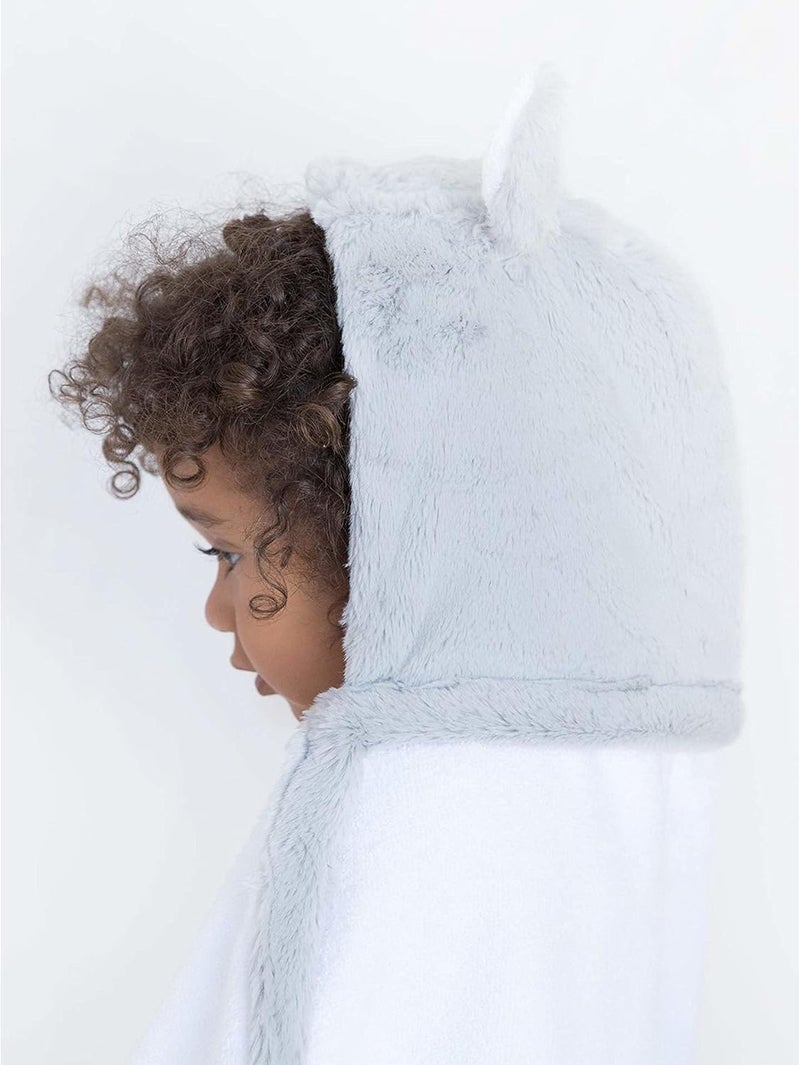 Little Giraffe Luxe Baby Towel with Ears, 24" x 41", Silver - Image 3