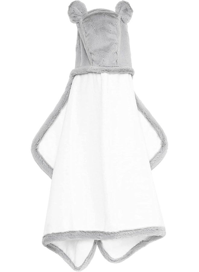 Little Giraffe Luxe Baby Towel with Ears, 24" x 41", Silver - Image 1