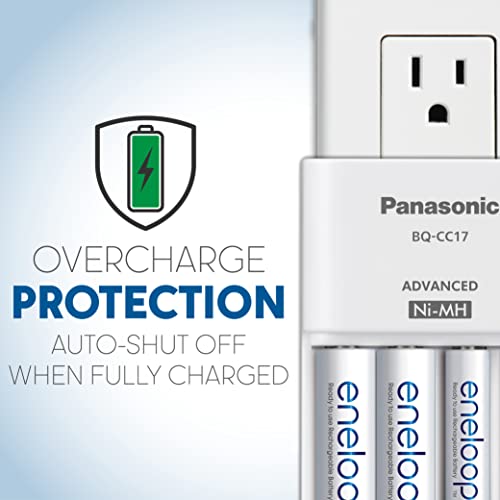 eneloop Panasonic BQ-CC17SBA eneloop Advanced Individual Battery Charger with 4 LED Charge Indicator Lights, White - Image 5