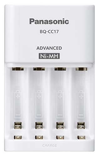 eneloop Panasonic BQ-CC17SBA eneloop Advanced Individual Battery Charger with 4 LED Charge Indicator Lights, White - Image 1