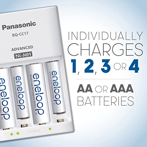 eneloop Panasonic BQ-CC17SBA eneloop Advanced Individual Battery Charger with 4 LED Charge Indicator Lights, White - Image 2