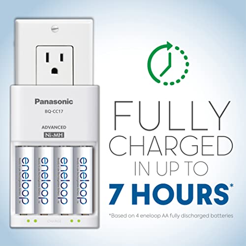 eneloop Panasonic BQ-CC17SBA eneloop Advanced Individual Battery Charger with 4 LED Charge Indicator Lights, White - Image 3