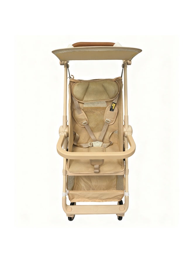 عربة أطفال قابلة للطي مع مقعد مسطح، ومسند ظهر كبير، وقاعدة عجلات عريضة - عربة سفر خفيفة الوزن وصغيرة الحجم - Image 1