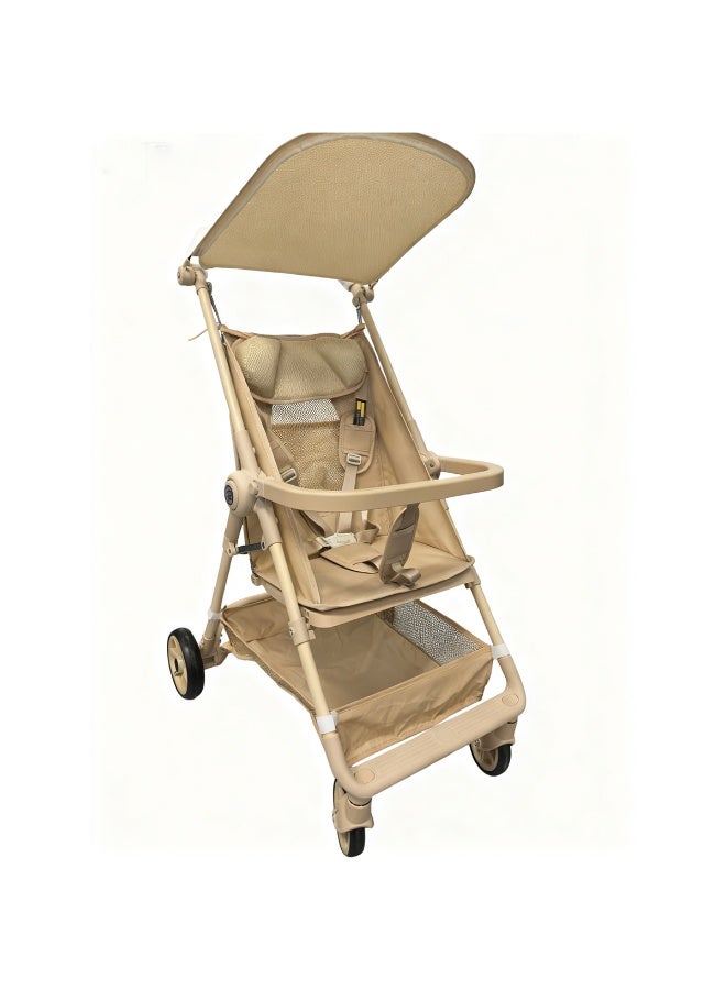 عربة أطفال قابلة للطي مع مقعد مسطح، ومسند ظهر كبير، وقاعدة عجلات عريضة - عربة سفر خفيفة الوزن وصغيرة الحجم - Image 3