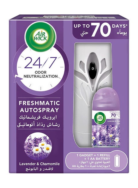 Air Freshener Freshmatic Auto Spray Gadget with Refill - Lavender & Chamomile Fragrance 250ml Pack of 2