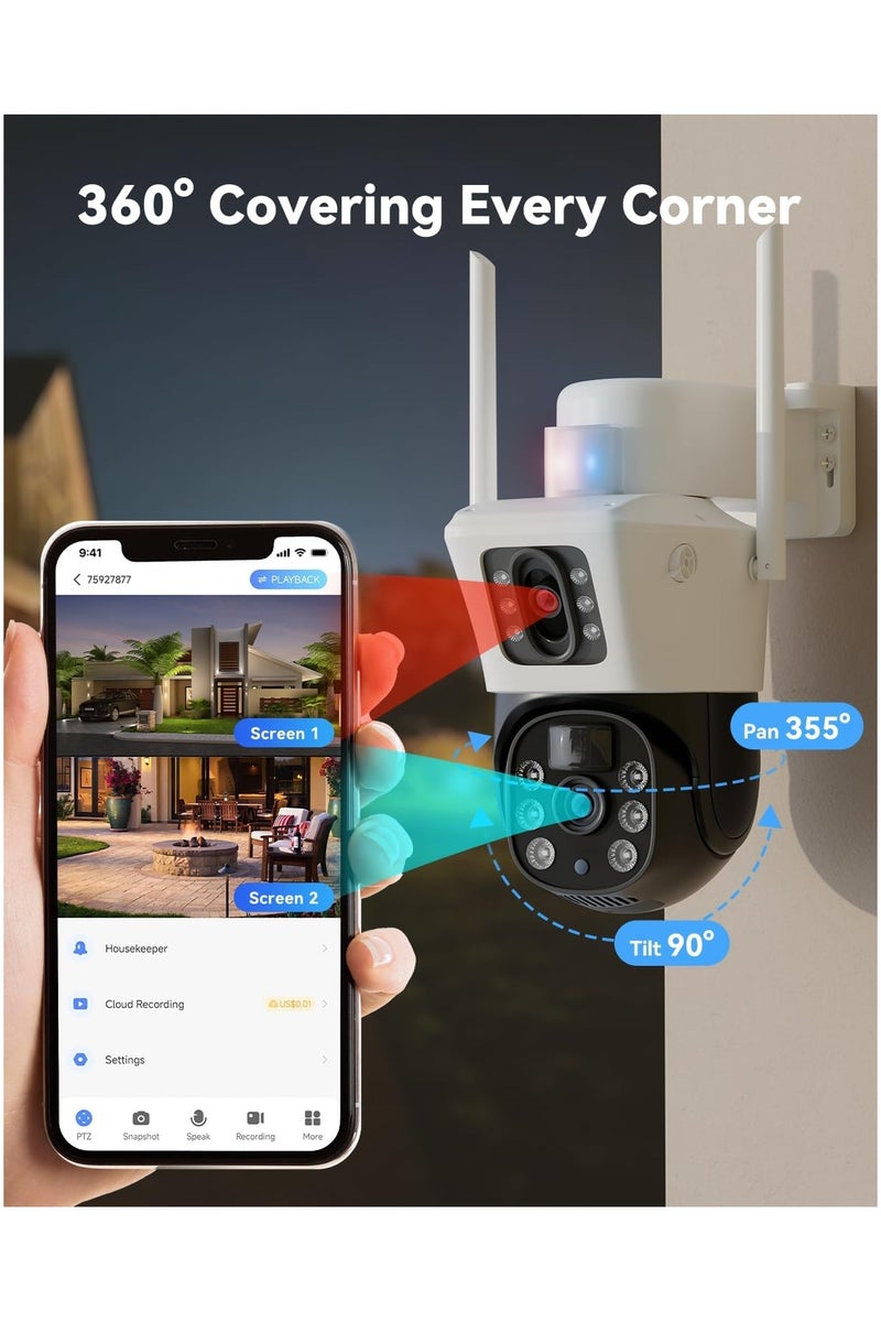 Generic 4MP Wireless Solar Security Cameras, WiFi Cameras Outdoor for Home Security, 360° PTZ Surveillance Camera with Dual Lens, Night Vision, 2-Way Audio, PIR Motion Detection, Humanoid Auto Tracking - Image 2