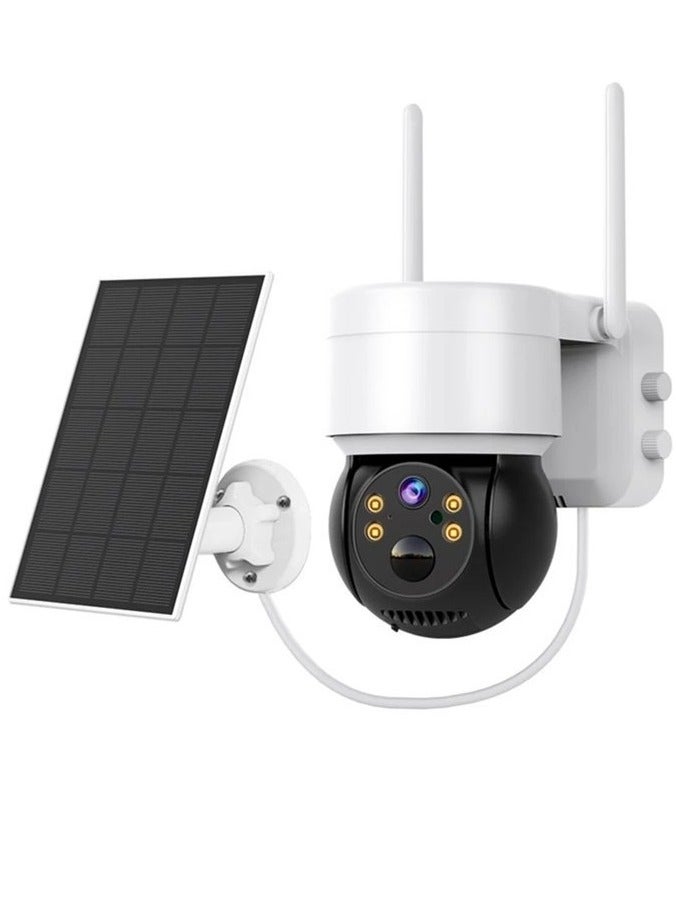 4MP Wireless Solar Security Cameras, WiFi Cameras Outdoor for Home Security, 360° PTZ Surveillance Camera with Dual Lens, Night Vision, 2-Way Audio, PIR Motion Detection, Humanoid Auto Tracking - Image 1