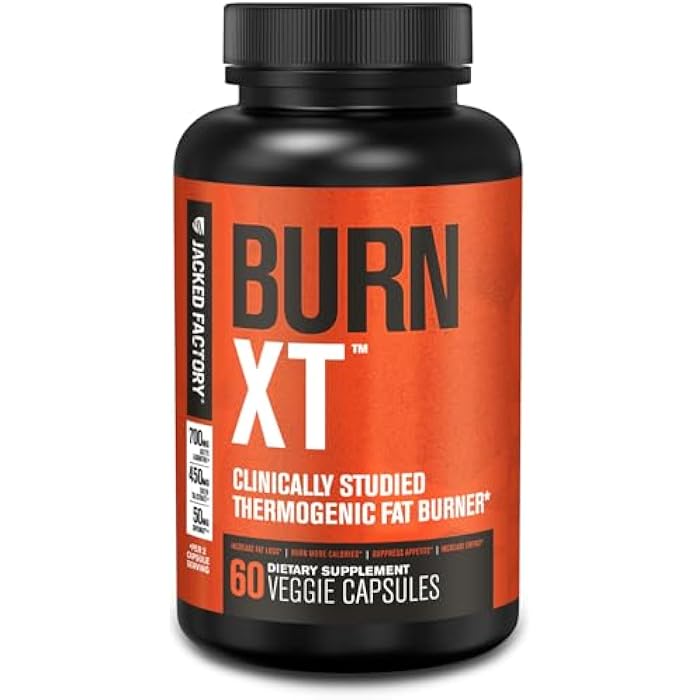 Jacked Factory Burn-XT Clinically Studied Fat Burner & Weight Loss Supplement - Appetite Suppressant & Energy Booster - with Acetyl L-Carnitine, Green Tea Extract and More - 60 Natural Diet Pills - Image 1