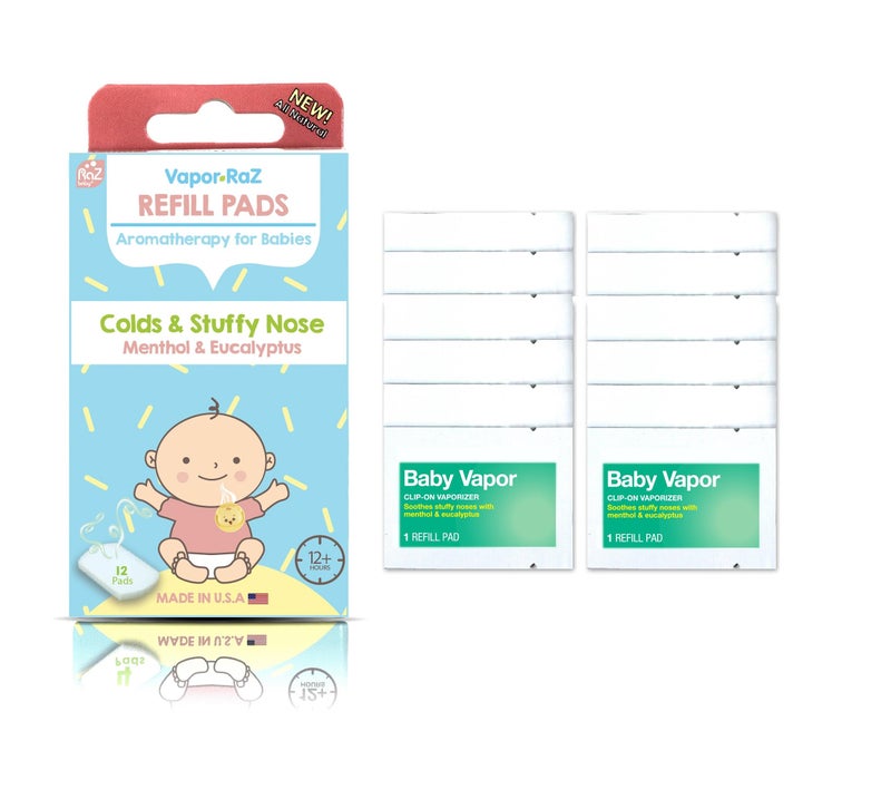 RAZBABY Vapor-RaZ Refills Baby Cough and Cold Relief - Use at Home & on The go/All Natural Menthol & Eucalyptus / 12 Refills - Image 1